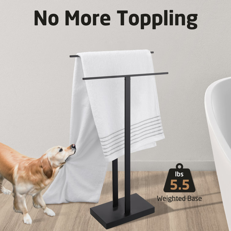 Matte Black Stainless Steel Freestanding 2-Tier Towel Rack