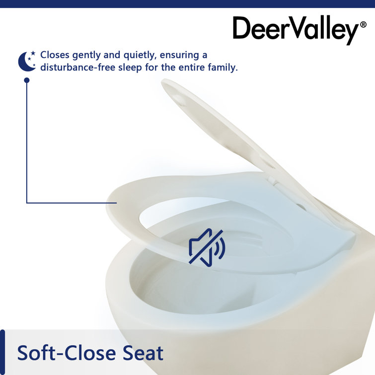 Beige Ceramic Wall-Hung Elongated Toilet with Slow-Close Seat
