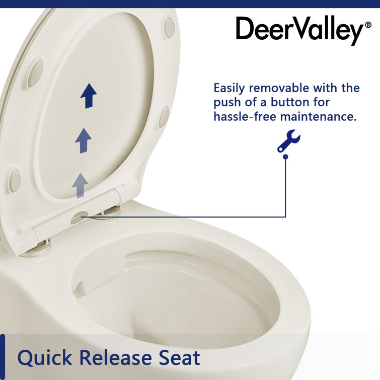 Beige Ceramic Wall-Hung Elongated Toilet with Slow-Close Seat