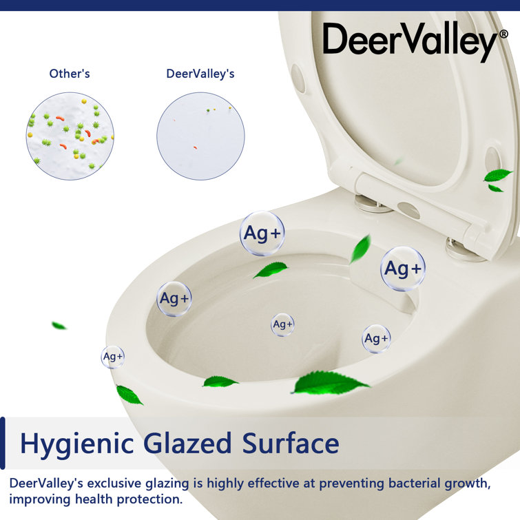 Beige Ceramic Wall-Hung Elongated Toilet with Slow-Close Seat
