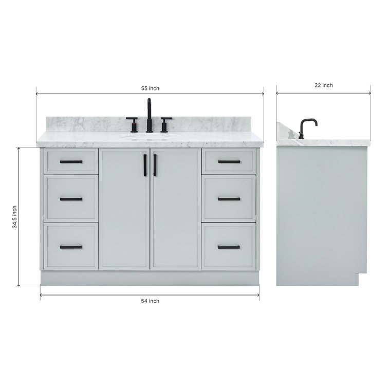 Gray Single Sink Bathroom Vanity with Italian Carrara Marble Top