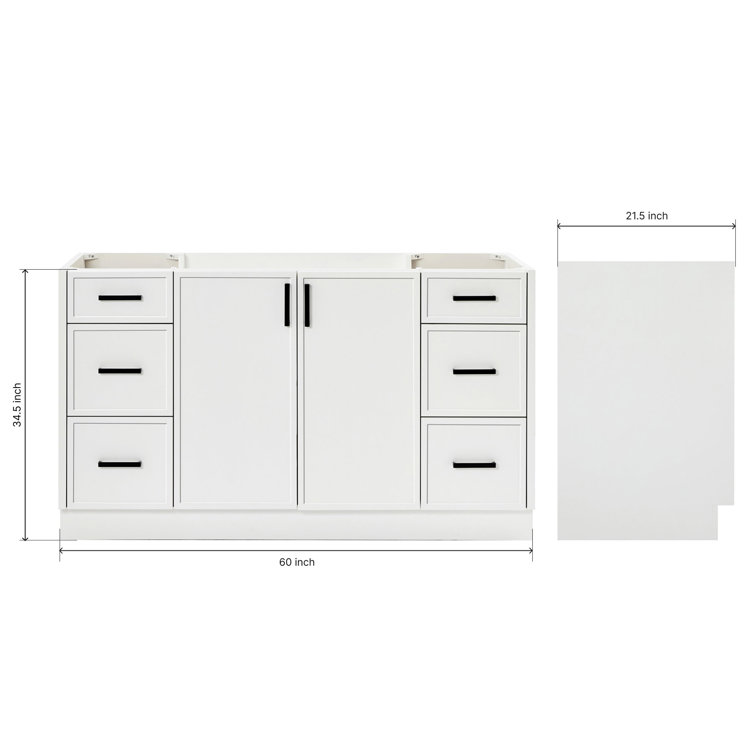 Kelly 60" White Solid Wood Freestanding Bathroom Vanity