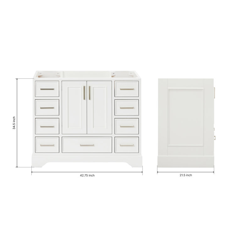 Stafford White Solid Wood 43" Freestanding Bathroom Vanity Cabinet