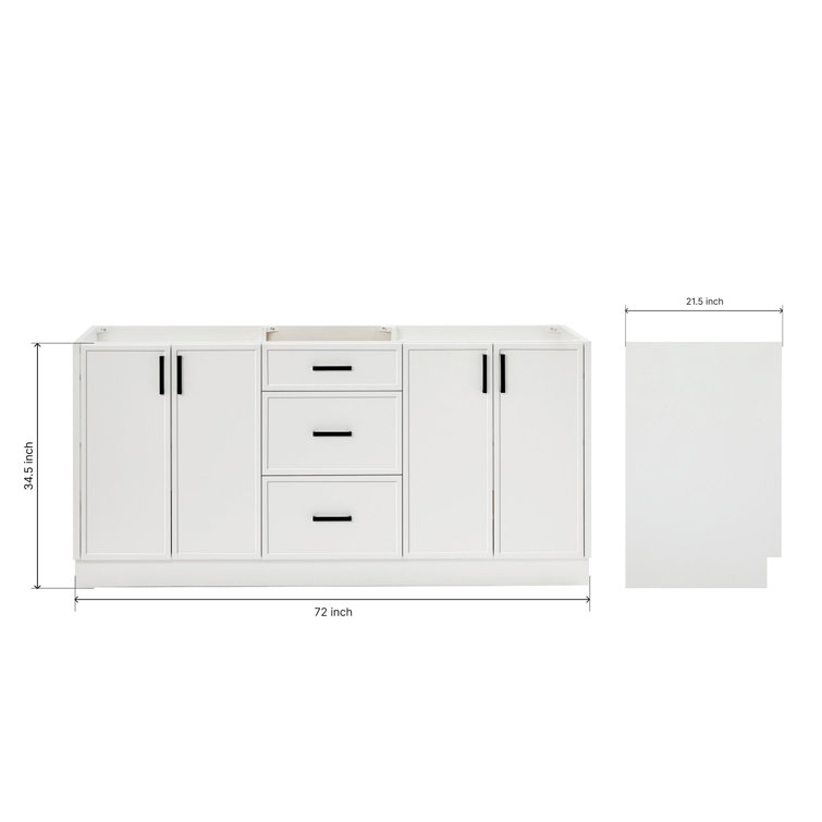 Kelly 72" White Double Freestanding Bathroom Vanity