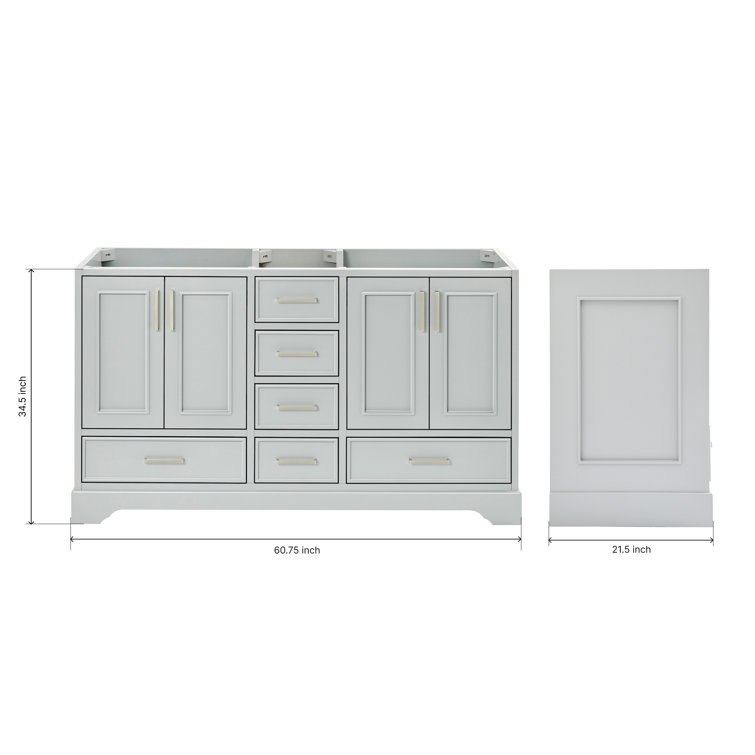 Stafford 61" Light Gray Wood Double Freestanding Vanity Cabinet