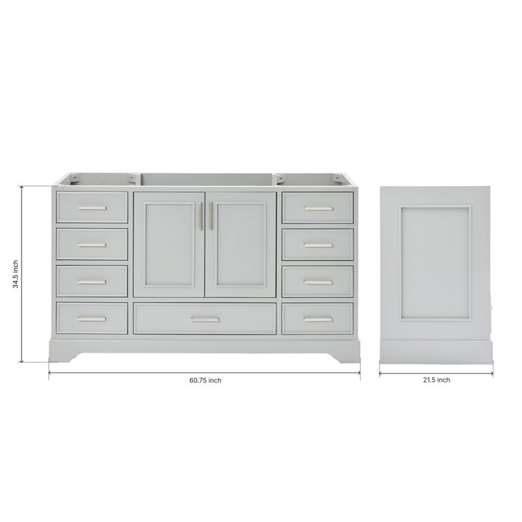Stafford 61" Gray Hardwood Single Freestanding Vanity Cabinet