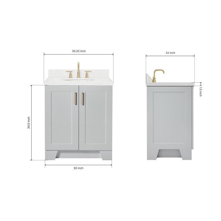 Gray Hardwood 30.25'' Single Basin Freestanding Vanity