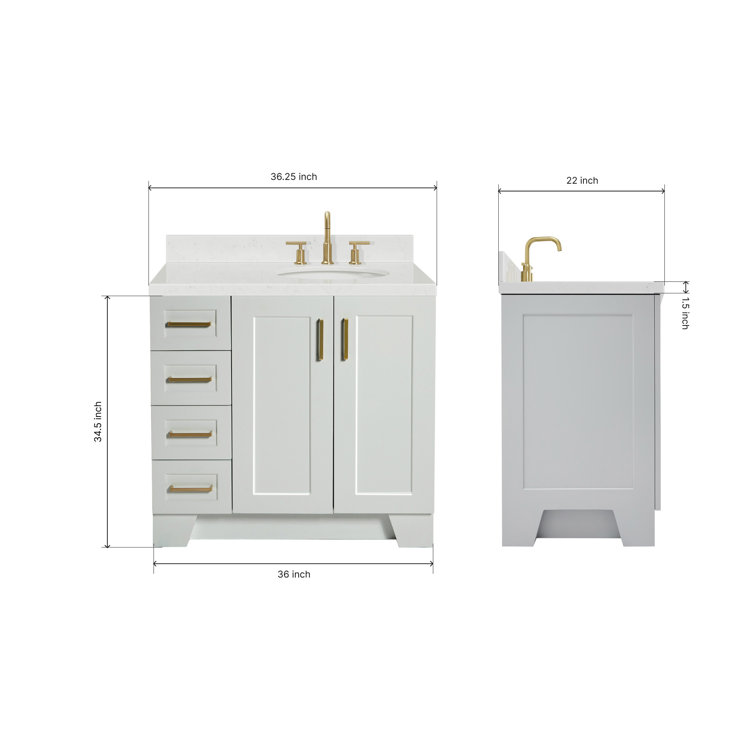Gray Freestanding Single Vanity with Brass Hardware