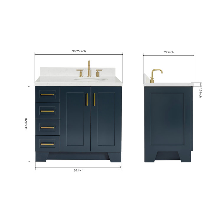 Midnight Blue Freestanding Single Vanity with Carrara Quartz Top