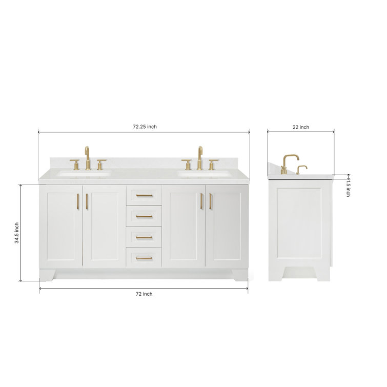 White Double Freestanding Bathroom Vanity with Quartz Top