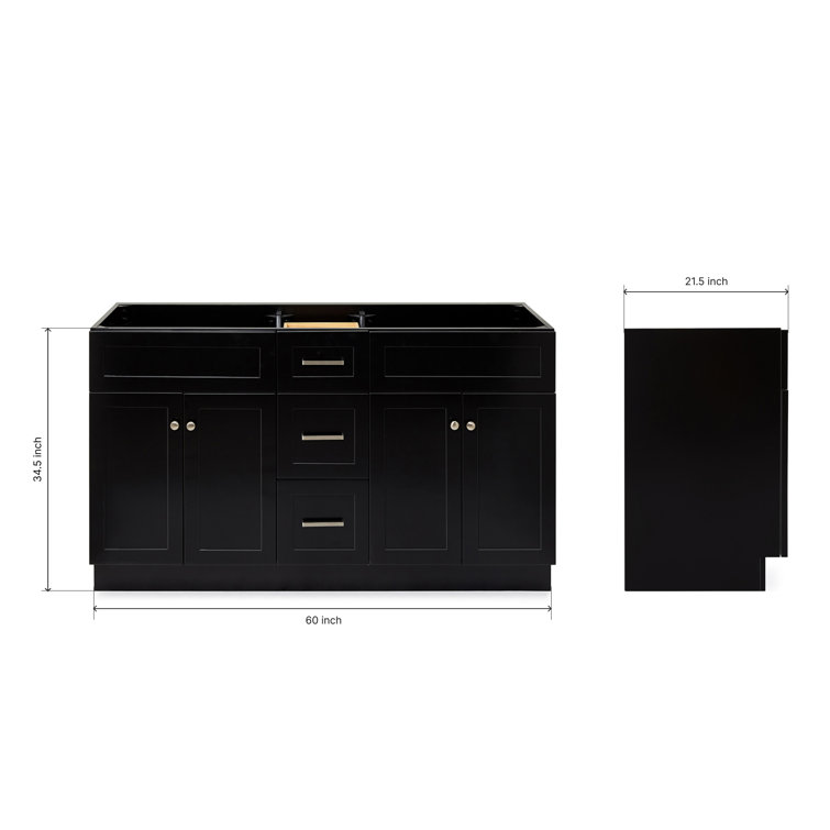 Hamlet 60'' Black Double Freestanding Bathroom Vanity Cabinet