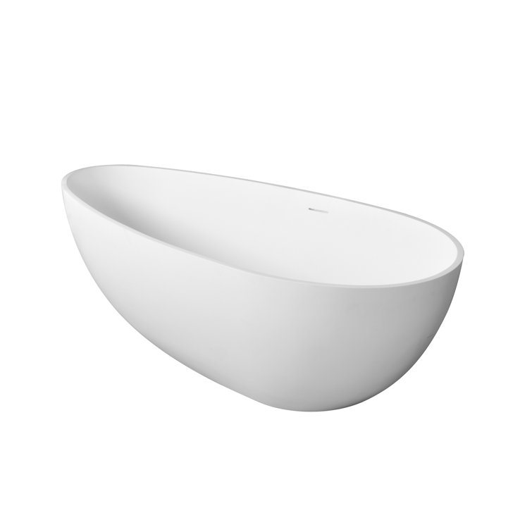 67'' Matte White Solid Surface Freestanding Soaking Bathtub