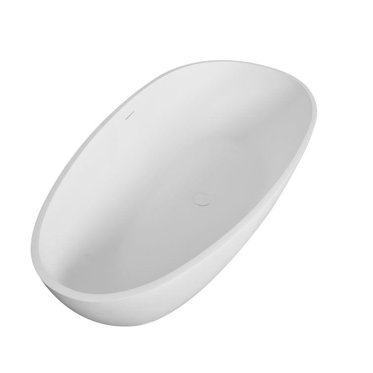 67'' Matte White Solid Surface Freestanding Soaking Bathtub