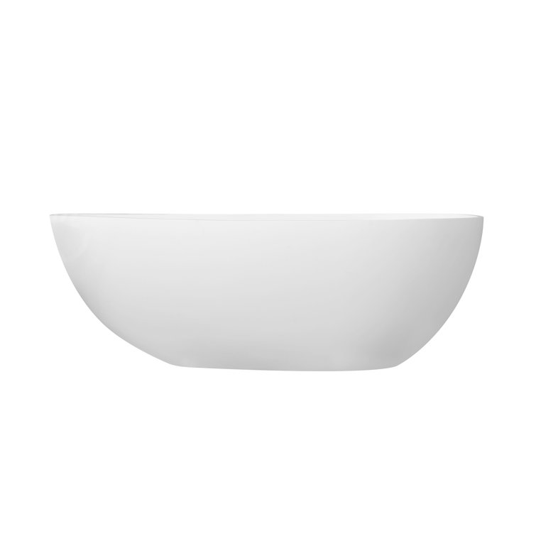67'' Matte White Solid Surface Freestanding Soaking Bathtub
