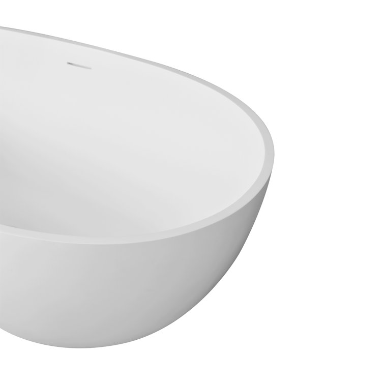 67'' Matte White Solid Surface Freestanding Soaking Bathtub