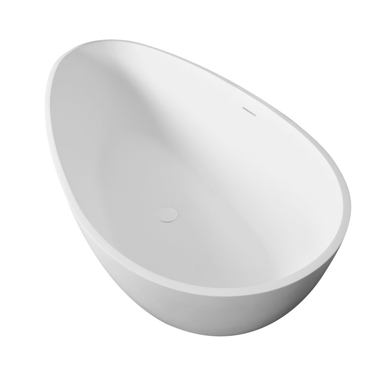 67'' Matte White Solid Surface Freestanding Soaking Bathtub