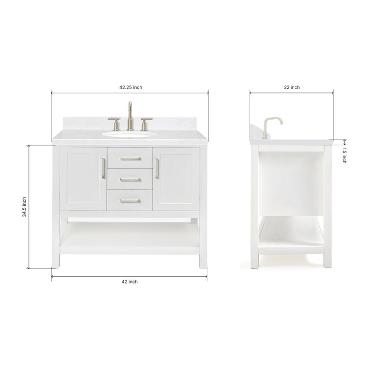 Bayhill 42'' White Quartz Single Basin Vanity Set