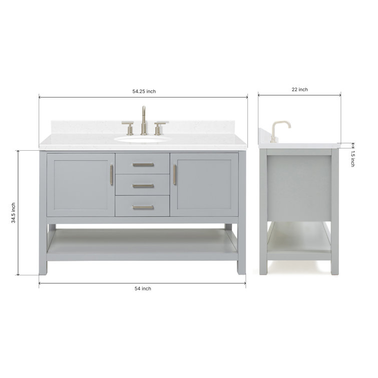 Bayhill 54'' Gray Wood Single Vanity with Quartz Top