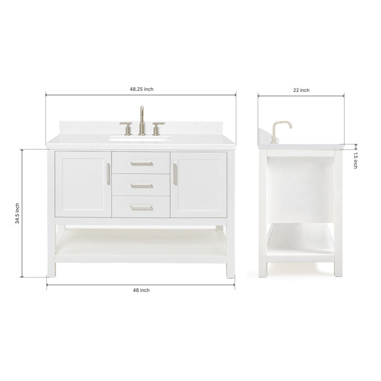 Bayhill White Freestanding Single Vanity with Marble Top