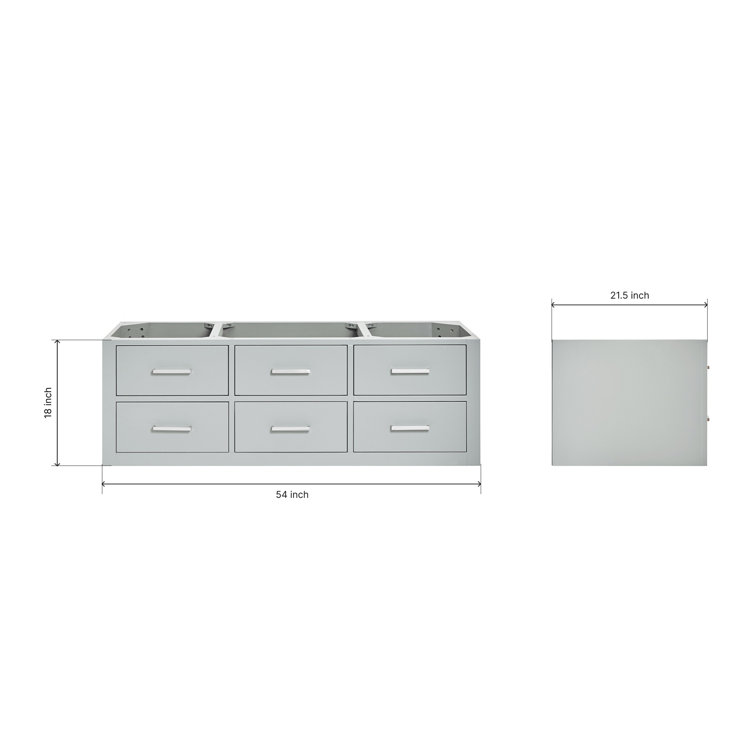 54" Gray Solid Hardwood Wall-Mounted Single Vanity Base