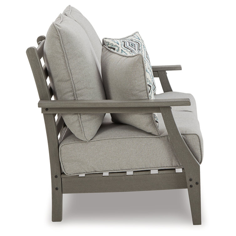 Transitional Gray 54" Stationary Outdoor Loveseat with Cushions