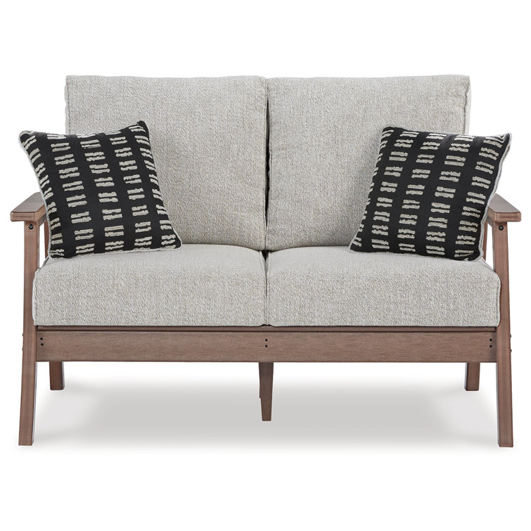 Gray Transitional Wood Frame Two-Seater Outdoor Loveseat