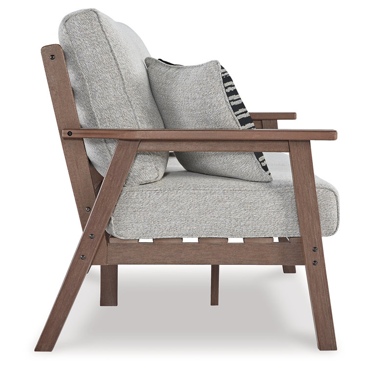 Gray Transitional Wood Frame Two-Seater Outdoor Loveseat