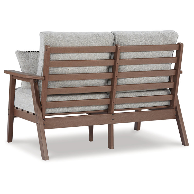 Gray Transitional Wood Frame Two-Seater Outdoor Loveseat