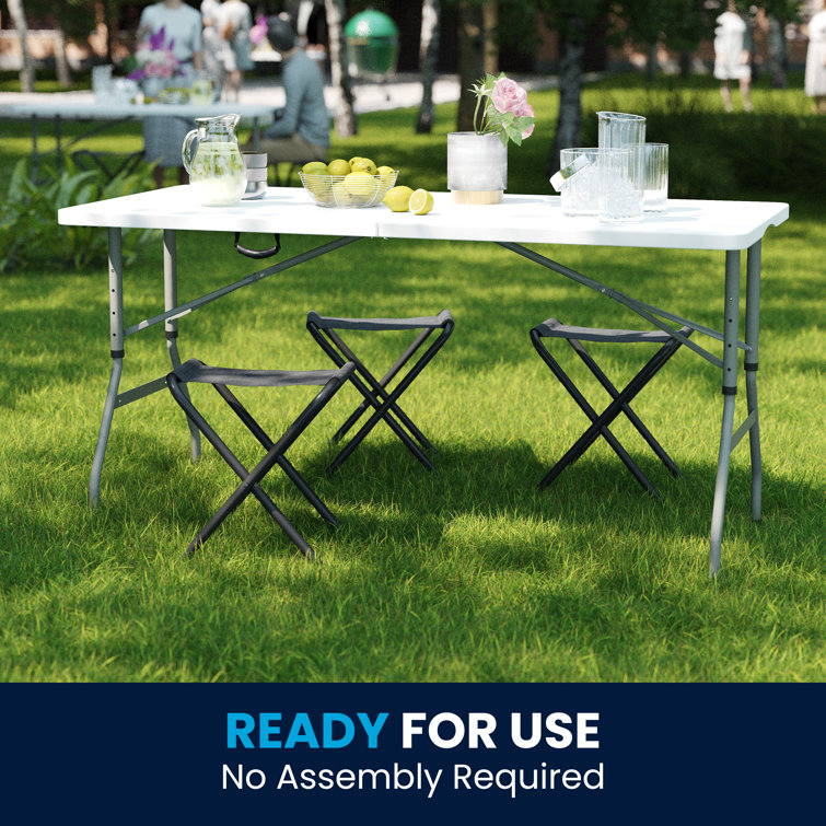 Modern 60'' Gray Metal Frame Rectangular Folding Patio Table