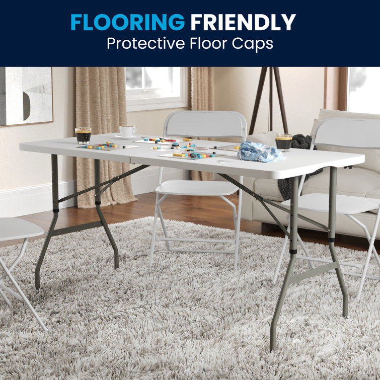 Modern 60'' Gray Metal Frame Rectangular Folding Patio Table