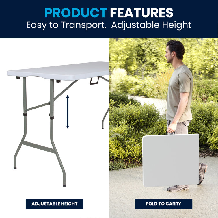 Modern 60'' Gray Metal Frame Rectangular Folding Patio Table