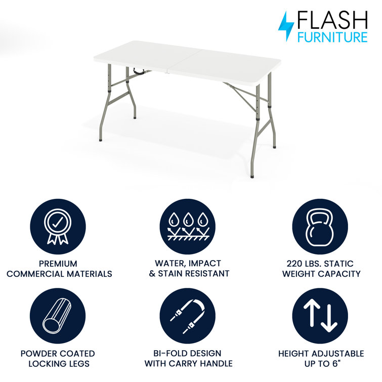 Modern 60'' Gray Metal Frame Rectangular Folding Patio Table