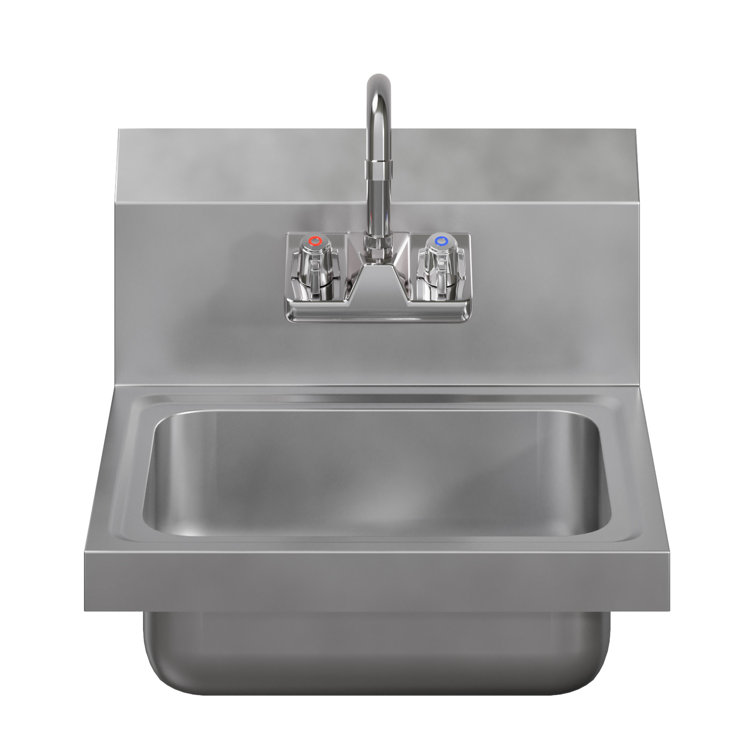 17" x 15" Stainless Steel Wall Mounted Hand Sink with Gooseneck Faucet