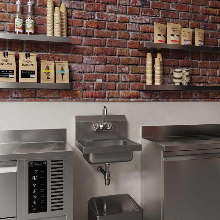 17" x 15" Stainless Steel Wall Mounted Hand Sink with Gooseneck Faucet