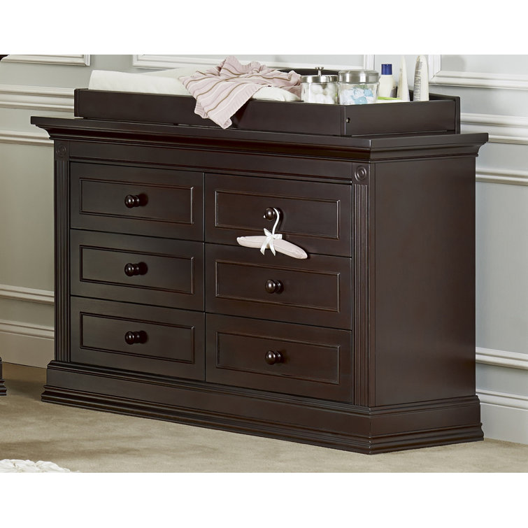 Espresso Wood Double Nursery Dresser with Soft Close Drawers
