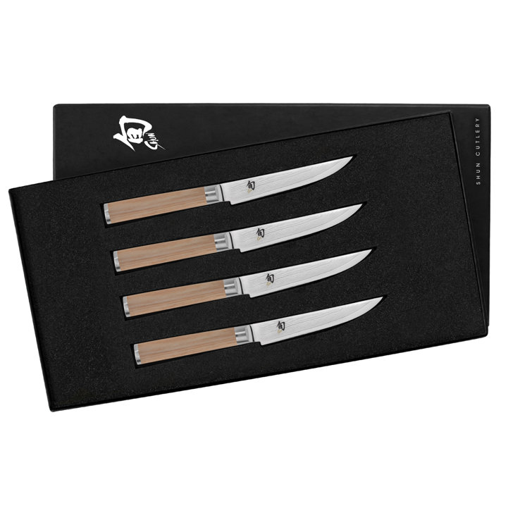 Shun Shun Classic Blonde 4 Piece Damascus Steel Steak Knife Set (Set of 4)