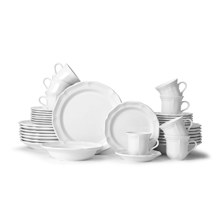 French Countryside Cream 40-Piece Porcelain Dinnerware Set, Service for 8