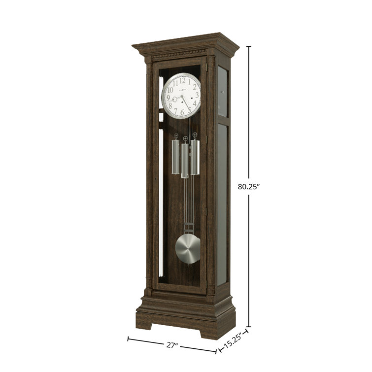 Burnished Oak Grandfather Clock with Nickel Accents