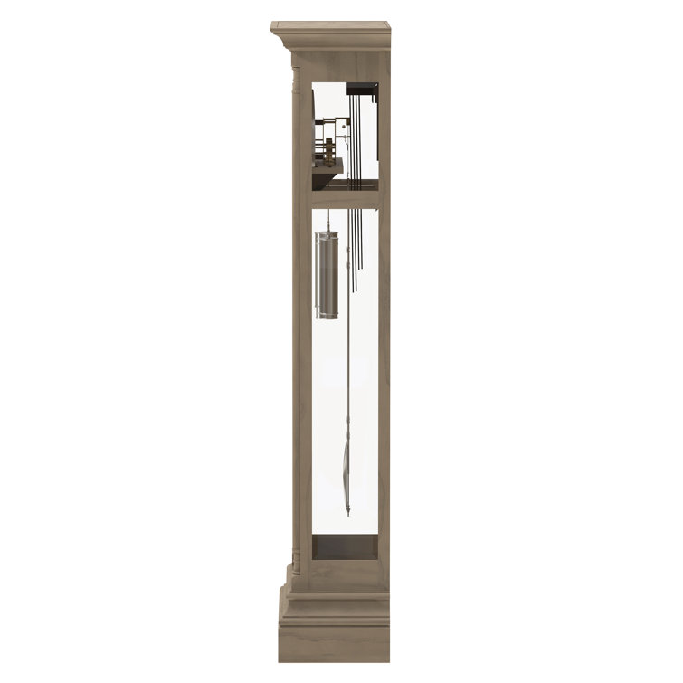 Oyster Gray Oak Grandfather Clock with Nickel Accents