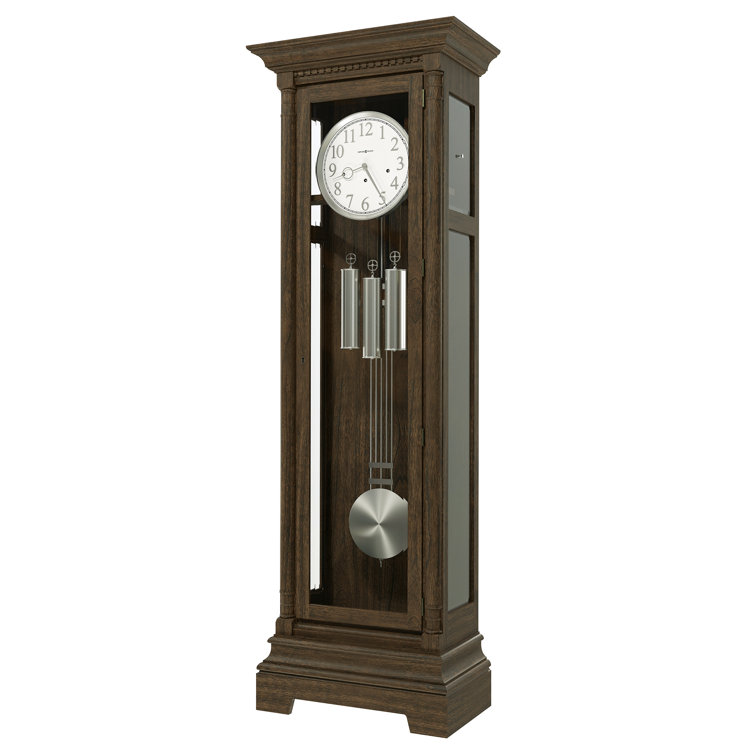 Burnished Oak Grandfather Clock with Nickel Accents