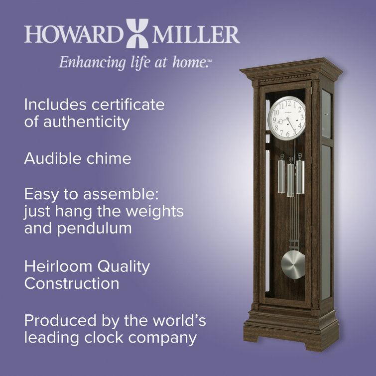 Burnished Oak Grandfather Clock with Nickel Accents