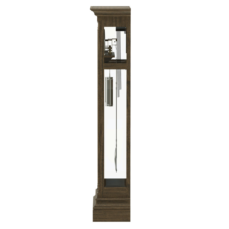 Burnished Oak Grandfather Clock with Nickel Accents