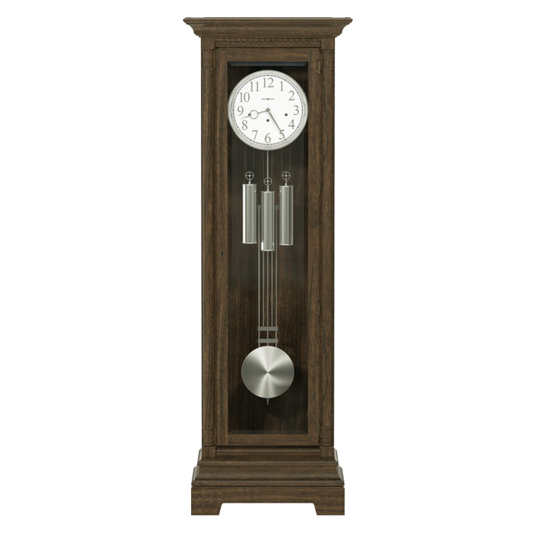 Burnished Oak Grandfather Clock with Nickel Accents