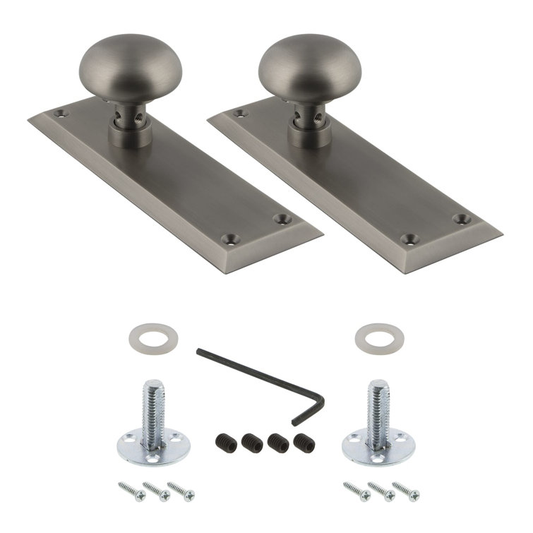 Antique Pewter New York Plate and Door Knob Set