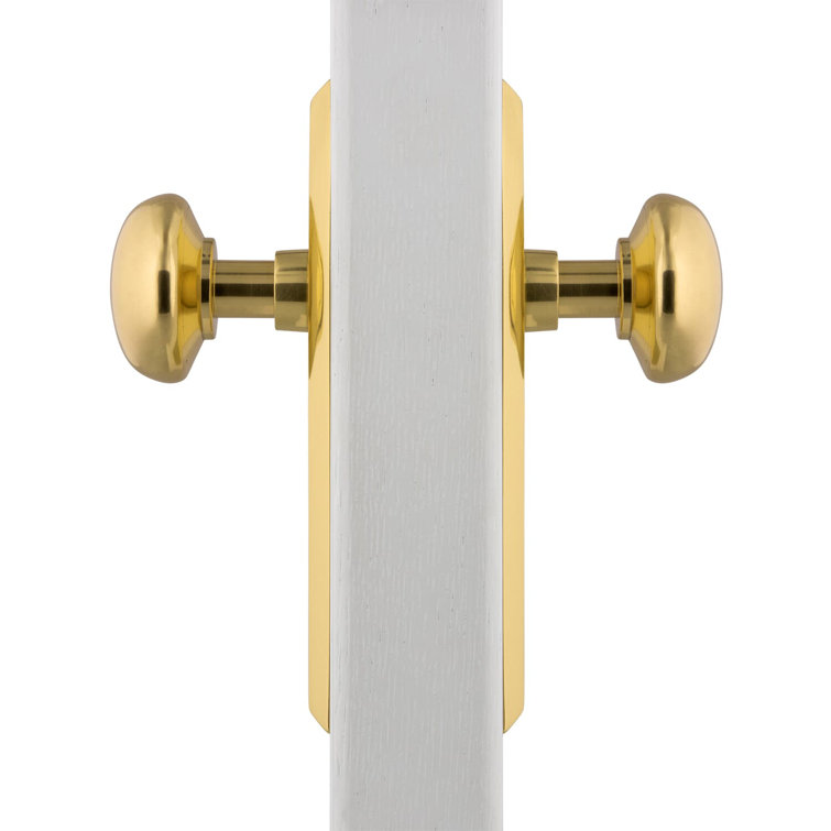 Unlacquered Brass New York Plate with Round Door Knob
