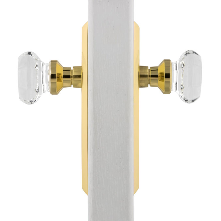 Polished Brass and Glass Double Dummy Door Knob Set
