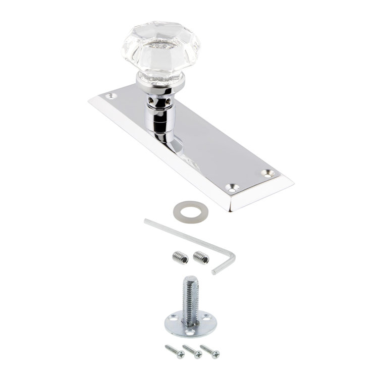 Bright Chrome New York Plate with Waldorf Crystal Door Knob