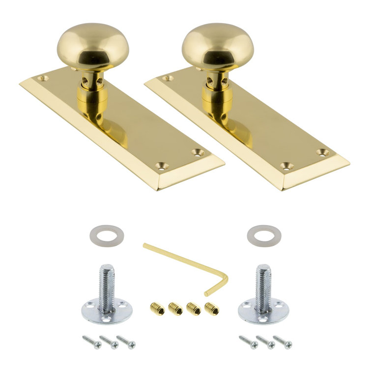 Unlacquered Brass New York Plate with Round Door Knob