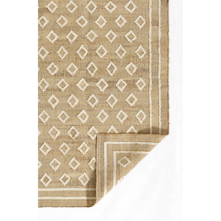 Handmade Beige and White Wool Runner Rug