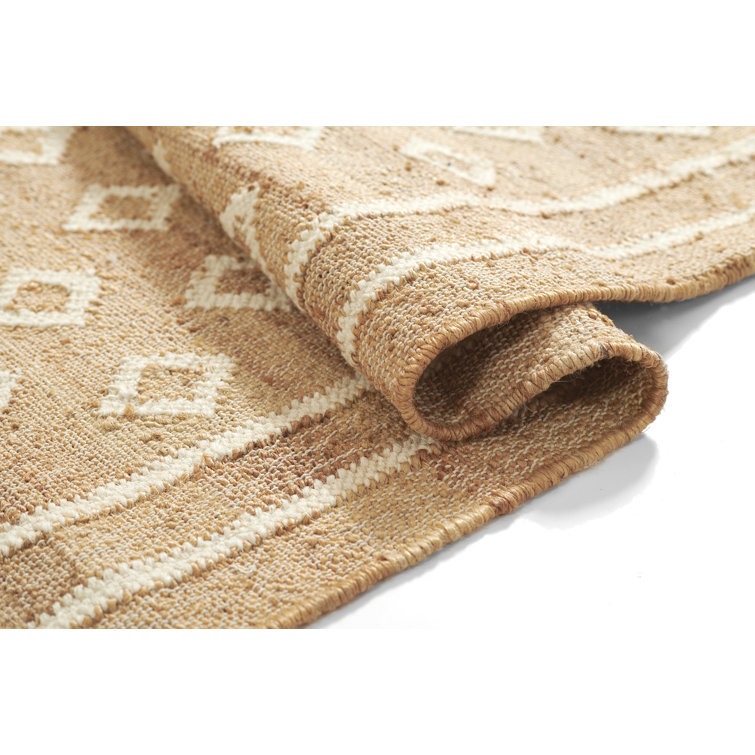 Handmade Beige and White Wool Runner Rug